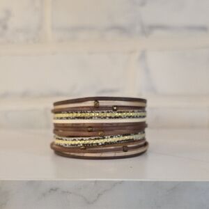 Elegant Gold and Brown Bangle Set